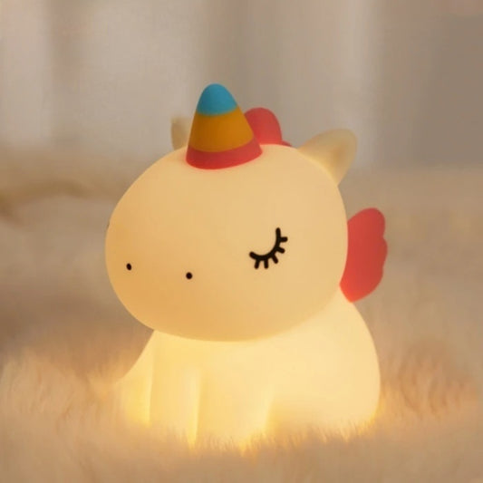 luna unicorn night light, front side view